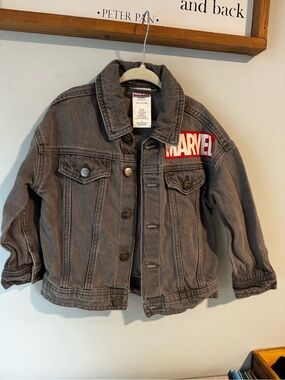 Marvel Kids Charcoal Denim Jacket with Red Logo
